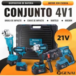 Kit Multi Ferramentas Brushless 4 Em 1 Com 2 Bateria Bivolt (PROMOÇÃO)